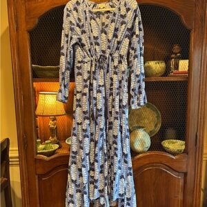 Mud Pie Long Sleeve Blue and White Floral Dress